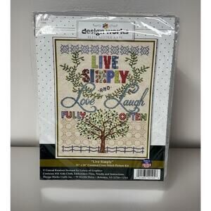Counted Cross Stitch Kit Design Works Live Simply, Love,‎ Laugh #DW2986